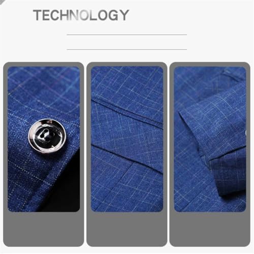 Men's Plaid Business Suit Jacket, Light Single-Breasted, Casual Slim-Fit Suit Jacket4