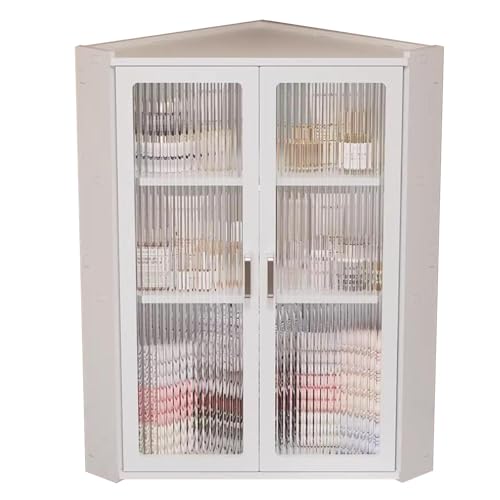 Étagère de rangement murale d angle en plastique blanc avec double porte pour douche et cuisine