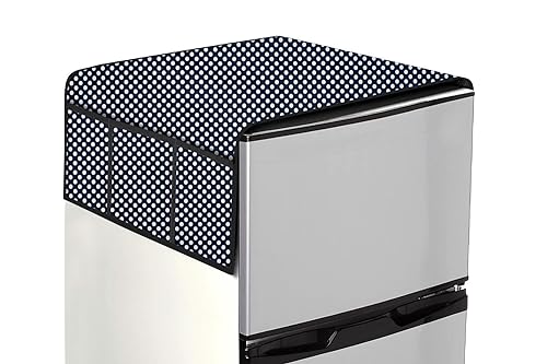 Image of The Furnishing Tree Fridge Top Cover Compatible for Samsung RR24C2823S8 /NL, 223 LTR WxL 65x111 in CM Polka dot Pattern Navy
