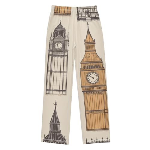 London Big Ben Boys Long Pants Soft Trousers Elastic Waist Kids Lounge Bottoms with Pockets S-XL