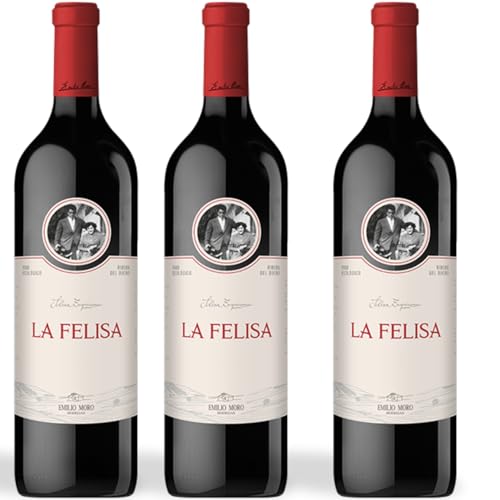 Emilio Moro - Vino Tinto La Felisa 2022 | Ribera del Duero ecológico | Sin sulfitos añadidos | Aromas florales y frutas rojas | Voluminoso y estructurado | 100% Tempranillo | 3 Botellas 75cl