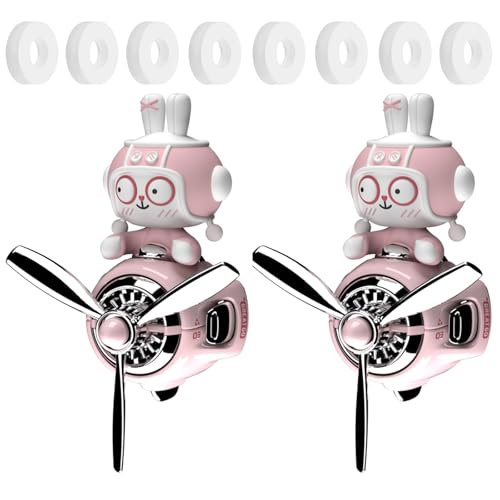 Image of 2Pcs Car Air Fresheners, Cute Bear Pilot Automotive Air Outlet Creative Car Perfume Diffuser, Automotive Accessories Air Vent Decoration with 8 Fragrant Tablets (Pink 1+Pink 1)
