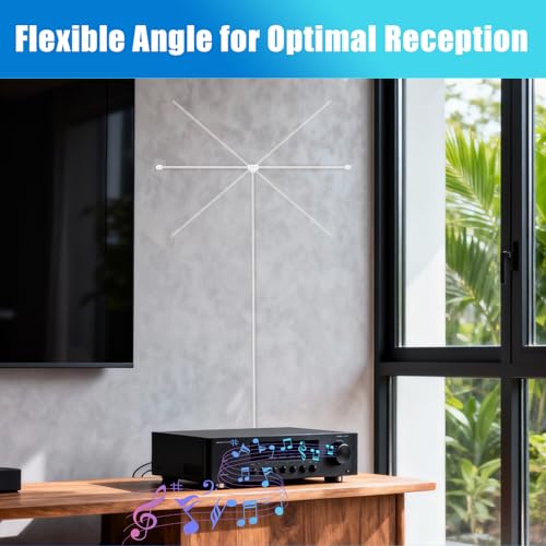 Image of Ancable Indoor FM Radio Antenna for Stereo Receiver, F Type Male Dipole Stereo Antenna for Pioneer Onkyo Yamaha Marantz Bose Wave Table Top Radio HiFi AV Stereo Receiver Mini System FM 6-Feet