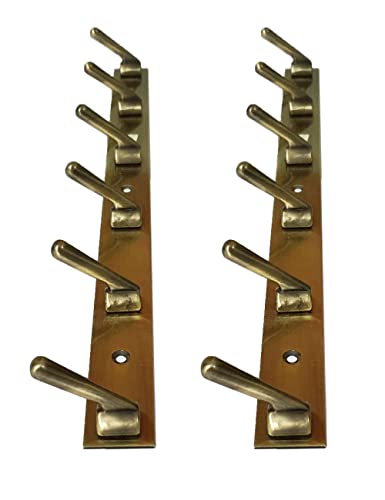 Image of Metal Antique Brass Colour 6 Pin (Packof 5) Cloth Hangers for Wall Door Cloth Hook Bathroom Wall Hooks Rail for Hanging Clothes,Towel Bathroom Accessories.