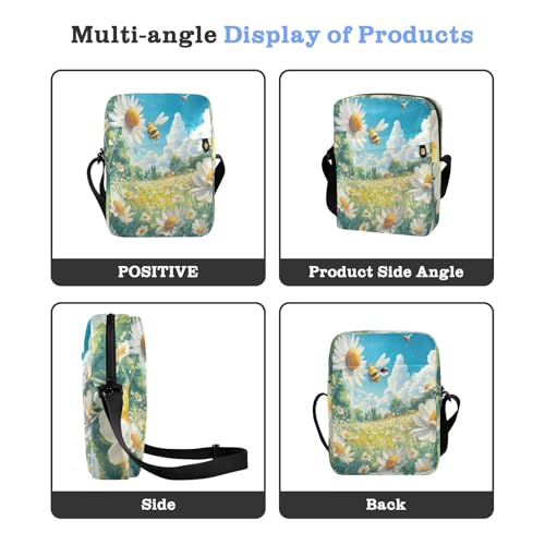 messenger bag for women mens crossbody bag small Shoulder Hand Bags Adjustable Strap for Outdoor Daily Outdoor Daily- Bee Daisy Hi Summer4