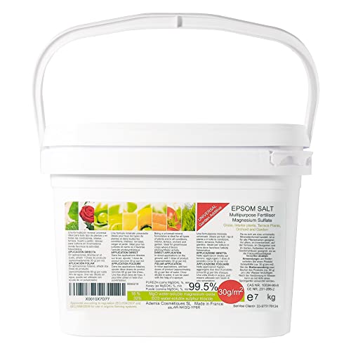 Abono Ecológico Sales de Epsom (sulfato de Magnesio) FERTILIZANTE DE MAGNESIO HUERTA 7 kg Abono Rosales, Tomates, Cítricos y Frutales Favorece el Crecimiento de Cultivos, Jardines, Plantas Interior