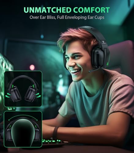 Image of Vakedy Wireless Gaming Headset for PS5,PS4,PC,Switch, 2.4GHz USB & BT 5.4 | Noise Canceling Mic, Lossless Audio-50H Batt, Works with PS4, Mac & Mobile, Ideal for Fortnite & Call of Duty & RGB