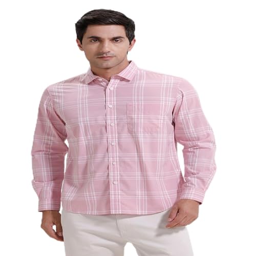Image of BASICS 100% Cotton Checked Shirt for Men | Slim Fit | Everyday Smart Casual Wear | Full Sleeve