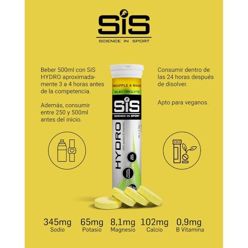 Miniatura 4 de Science In Sport Hydro Comprimidos De Elctrolitos 20 Uds. Mango Y Piña - Veganos, Para Un Buen Balance Hídrico Y Electrolítico