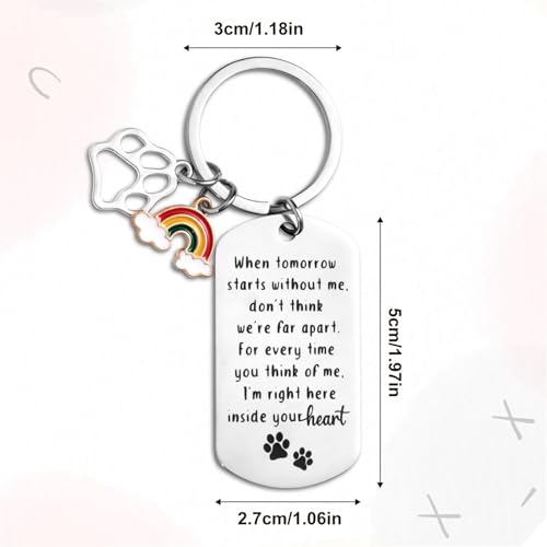XIHIRCD Gedenk-Schlüsselanhänger für Hunde Bei Verlust Eines Hundes, Gedenkgeschenk für Haustiere mit Pfote und Regenbogenbrücke für Hunde und Katzen
