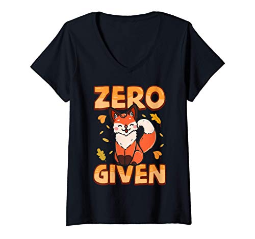 Mujer Zero Fox Given Funny Apathetic Pun Indifferent Emotionless Camiseta Cuello V