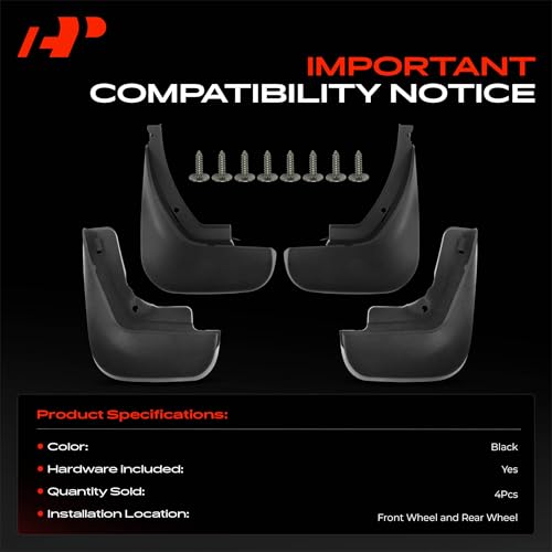 Image of A-Premium Mud Flaps Compatible with Audi | for Audi A6 2006-2011 Sedan, No Drilling Required Mud Guards with Hardware Accessories, Set of 4 Front and Rear