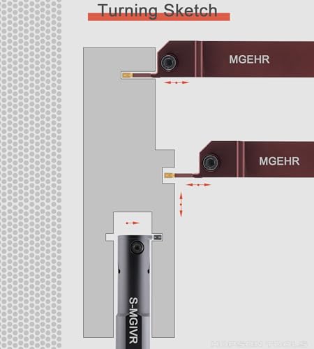 Außen- und Innen-Nutwerkzeughalter-Set für Drehmaschine | MGEHR1616H02 + S16K-MGIVR02 | inkl. 4 Hartmetall-Wendeplatten MGMN200