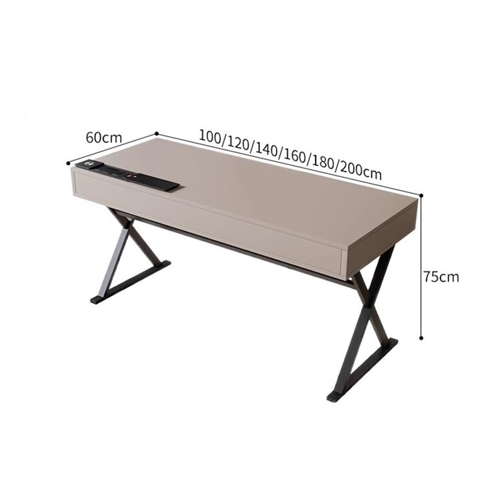 Biurko komputerowe Biurko na laptopa do biura domowego, biurko w nowoczesnym, prostym stylu, z litego drewna, z gniazdkami(160cm)