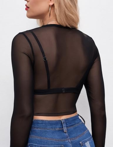 Image of Buauty Sheer Tops for Women,Mesh Fishnet Tops Plus Size,Stylish and Sensational Mesh Blouses for Fashion-Forward Ladies