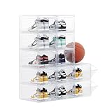 OMOPIN 12 PACK Large Shoe Storage Boxes, Shoe Boxes Clear Plastic Stackable, Shoe Organizer for Size 12 (Clear 12 Pack)