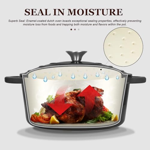 Image of Overmont Enameled Cast Iron Dutch Oven - 4.5QT Pot with Lid Cookbook & Cotton Potholders - Heavy-Duty Cookware for Braising, Stews, Roasting, Bread Baking GraphiteGray
