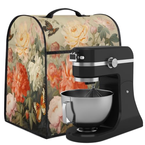 Coffee Maker Cover Butterfly Floral Flower Kitchen Appliance Covers Small Appliance Covers Blender Cover Juicer Cover Dust Covers for Kitchen Appliances with Top Handle and Pockets,Washable,C321