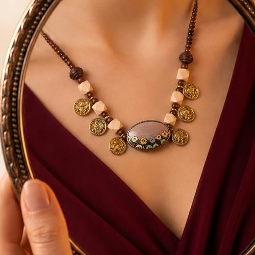 Image of AAKRITI ART CREATIONS Handcrafted Ethnic & Tribal Necklace Collection | Dhokra, Boho, Talisman & Statement Designs | Artisan Collar, Pendant & Lariat Jewelry for Women