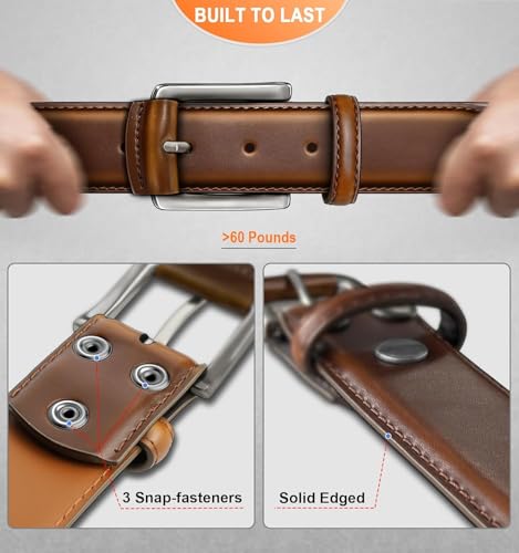 Image of Contacts Men's Genuine Leather Pin Buckle Belt | Leather Belt for Men Classic Designs for Work & Business Casual