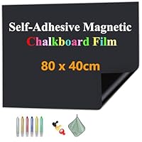 JOMUSAGA Magnetic Chalkboard Film, 80 x 40 cm, Self-Adhesive Blackboard Sheets, Blackboard Paper for Wall, Includes Dry Wipe Pens, Eraser & Magnets – Ideal for School, Home & Office