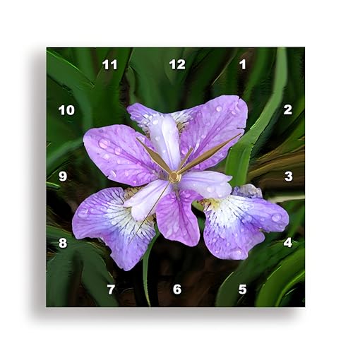 3dRose 3D Rose Purple Iris-Wall Clock, 15-inch (DPP_4123_3)