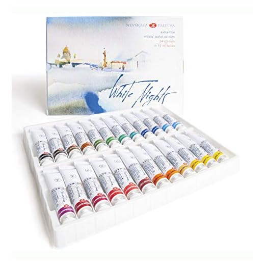 Honsell 11227 White Nights Künstler - Pintura para acuarelas (10 ml), color blanco, carbón, 24er