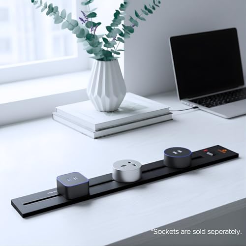 Image of Adjustable Plug-in Power Track | Electrical Movable Sliding Socket Track | Surface Mounted Extension for Home, Office, Multiple Tabletop Outlets 1 Year Warranty (Black, 180cm, Surface Mounted)