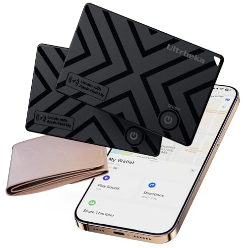 Ultrbeka Ultra-dünner MFi-zertifizierter Wallet Tracker kompatibel mit Apple Find My | Für Brieftaschen, Schlüssel und Taschen | Einzeln 2-Pack