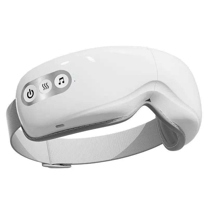 Smart Eye Massager Pro Rechargeable with Heat Therapy Bluetooth Music Integration Vibration Massage White and Gray Modern