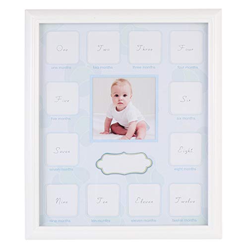 Image of VOSAREA Baby First Year Picture Frame 12 Months Baby Keepsake Frame Growth Record Photo Frame for Baby Shower New Mom and Nursery Decor (Blue)