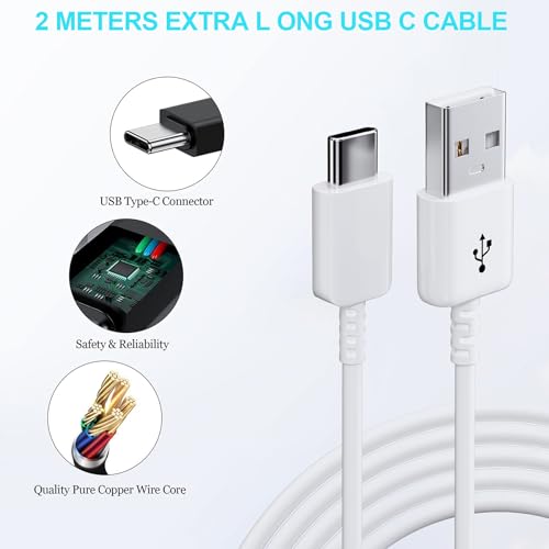 15W Chargeur Type C Charge Rapide pour Samsung Galaxy S22 S21 S20 S10 S10e S9 S8 A16 A15 A14 A20 A25 A34 A35 A36 A55 A05s A04s Téléphone Portable Prise USB Adaptateur Secteur avec USB-C Cable 2M – Image 6