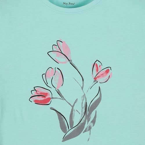My Bow Girls 3Pack T-Shirts, Green, Coral, Turquoise (US, Age, 4 Years, 14 Years, Cotton)4