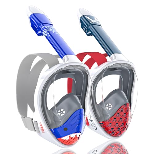 Image of QingSong Kids Snorkel Mask Full Face, Snorkeling Set with Camera Mount, 180 Degree Panoramic View Snorkeling Gear Anti-Fog Anti-Leak