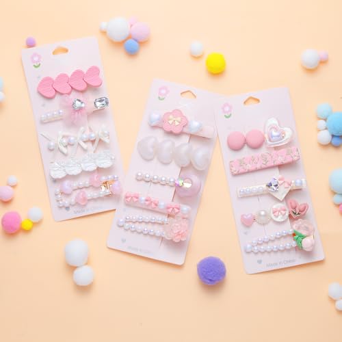 Set de 3 pinzas de cabello 2.36 pulg perla acrílico miniatura 3