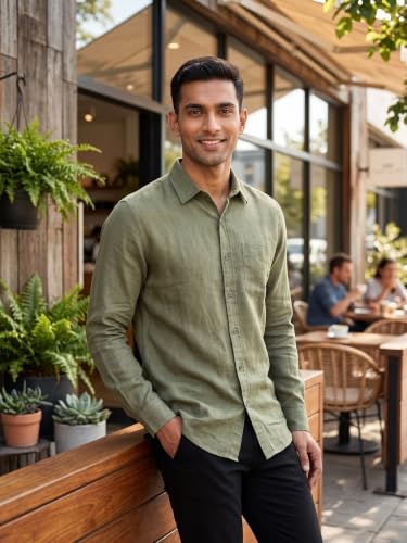 Image of Men's Regular Fit 100% Cotton Solid Casual Shirt