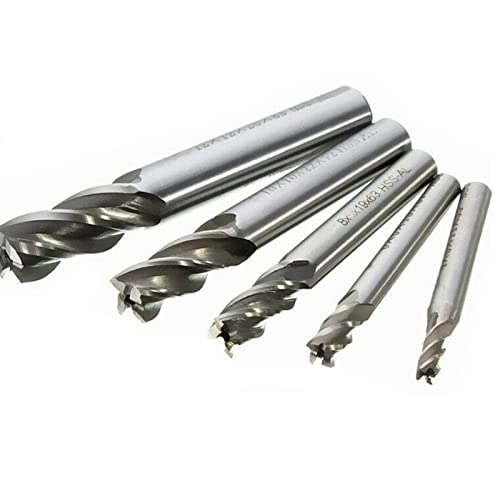 5PCS End Mill Cutter HSS Straight Shank Drill Bit Straight 4 Flute Mill Bit