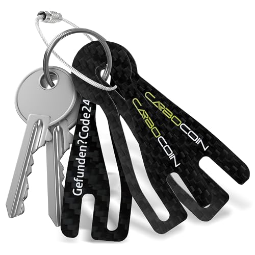 Einkaufswagenlöser CarboCoin (2 Stück) – funktionaler Einkaufswagenchip Schlüsselanhänger aus edlem Carbon – Einkaufschip Schlüsselanhänger mit 1 Jahr Fundservice – 100% sicher