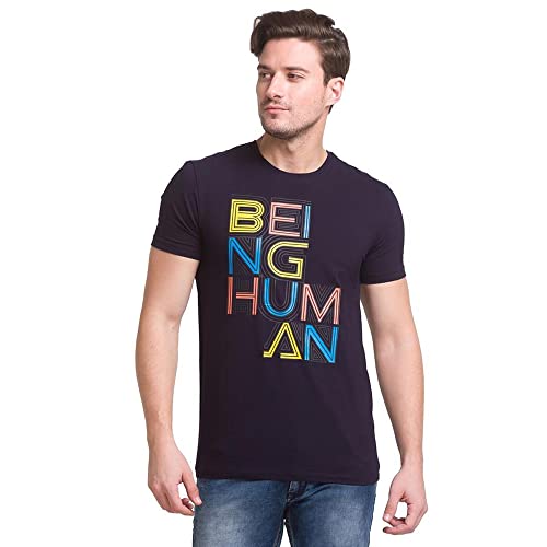 Image of Being Human Navy Regular Fit Round Neck Men's T-Shirt Clothing