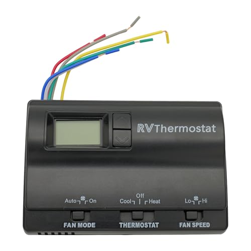 Image of OKAY MOTOR RV Digital Thermostat for Coleman 83303362 Air Conditioner Heat /Cool T-Stat Wall 8330-336 337 338 339 368 386 - Black