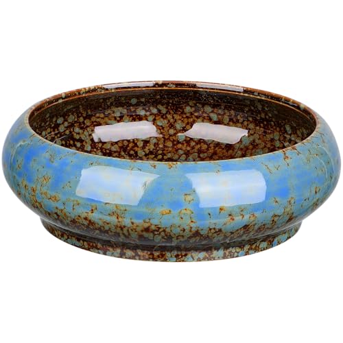 INOOMP Hydroponic Plants Pot Ceramic Succulent Bonsai Pot 8Inch Water Lily Pot Narcissus Planting Bowl Flowerpot Container Garden Decoration