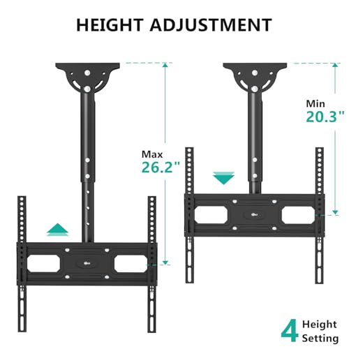 Image of WALI Ceiling TV Mount for 26-65 inch, Full Motion Ceiling TV Bracket Fits Most LED, LCD, OLED 4K Flat Screen TVs, up to 99lbs, Mounting Holes 400x400mm (CM2665-P), Black