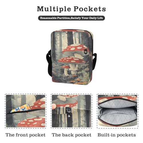 Vintage Mushroom messenger bags Crossbody Bags For Women Casual Everyday Purse Adjustable Strap for work outdoor sports2