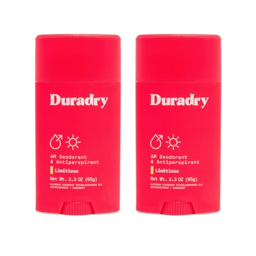 Duradry Clinical-Strength Antiperspirant Deodorant for Women and Men – Clean Formula with Natural Ingredients – Fights Odor & Excessive Sweat – Limitless (Cool Citrus + Cedar) - Pack of 2