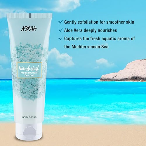 Image of Nykaa Wanderlust Mediterranean Sea Salt Gel Body Scrub 140gm