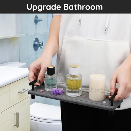 Image of Segbeauty 12x4in Stone Drying Tray for Bathroom Counter, Fast Drying Kitchen Sink Organizer Tray with Handle, Water Absorbent Diatomite Coasters Vanity Tray Soap Dispenser Organizer Rack Sponge Holder