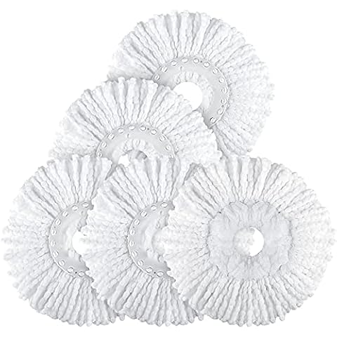 Spin Mop Replacement Head 5 Pack Magic Mop Refill for Hurricane 360° Spin Mop Systems, Microfiber Spin Mop Head, Round Shape Standard Universal Size Cover