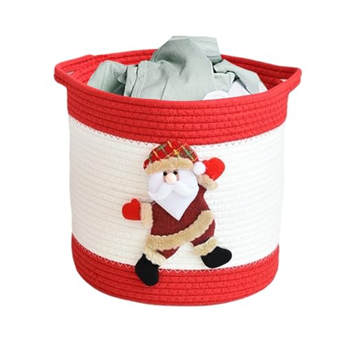 Cesta De Navidad | Cesta De Cuerda Ropa De Navidad | Porta Ropa Sucia - Para Chocolate Frutas Ropa Ropa Bocadillos Cumpleaños Pascua San Mujeres Hombres Niños