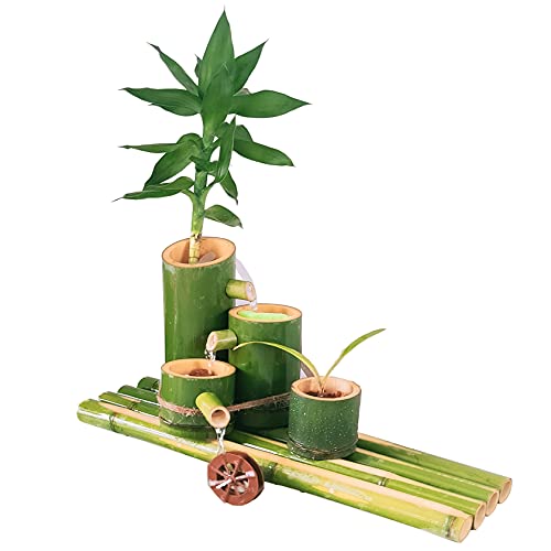 Fontana in bambù con Pompa dell'Acqua, Fontana Ornamentale per Interni ed Esterni, Decorazione per Giardino Giapponese, Fontana Zen, Fontana per Acquario, 100 cm