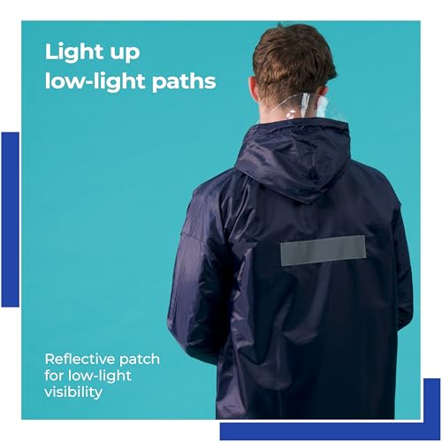 Image of Lifelong Men's Waterproof Raincoat Set - Reversible Double Coated Rain Suit with Hood, Inner Mobile Pocket | Zip & Snap Closure | Lightweight Polyester|Monsoon Wear| XXL Navy Blue & Royal Blue Stripe